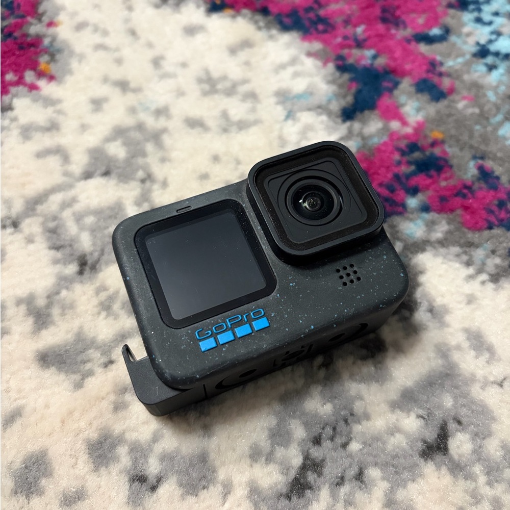 GoPro Gray Action Camera with Blue Logo